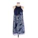 Zara Casual Dress - A-Line Halter Sleeveless: Blue Paisley Dresses - Women's Size X-Small - Print Wash