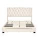 Queen Size Upholstered Platform Bed with Tufted Headboard and 3 Drawers