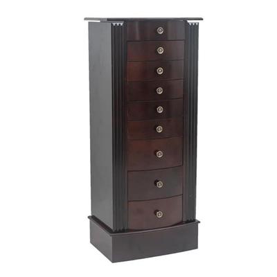 Jewelry Cabinet Box Storage Chest Necklace Wood Walnut Stand Organizer - 16.9 x 11.8 x 39.8