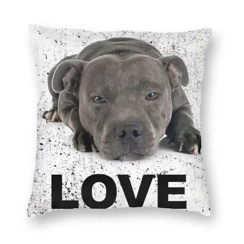 Luxus Nette Staffordshire Bull Terrier Hund Liebe Kissen Abdeckung für Sofa Samt Tier Werfen Kissen