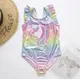 Farbverlauf Stickerei Kinder Mädchen Bade bekleidung Multi Style Shinn ing Mädchen Kinder ein Stück