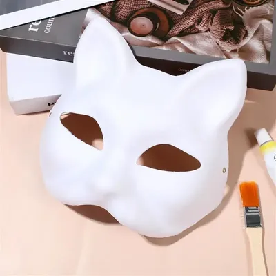 1/3/5 Stück japanische Maske halbes Gesicht handbemalte Katze Fuchs Maske Anime Dämonentöter Maskerade Halloween Festival Cosplay Prop Image