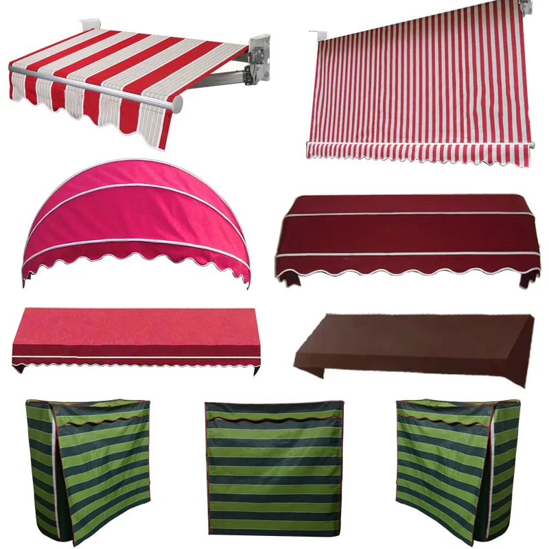 Te inteligen Custom Outdoor Markise Wasserdichter Stoff Shop Vorhang Balkon Baldachin Abdeckung UV-Block Sonnenschutz Regenplane Streifentuch Image