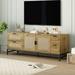 Rattan TV Stand for TVs up to 65", Farmhouse Style Media Console Table, TV Cabinet with Adjustable Shelves