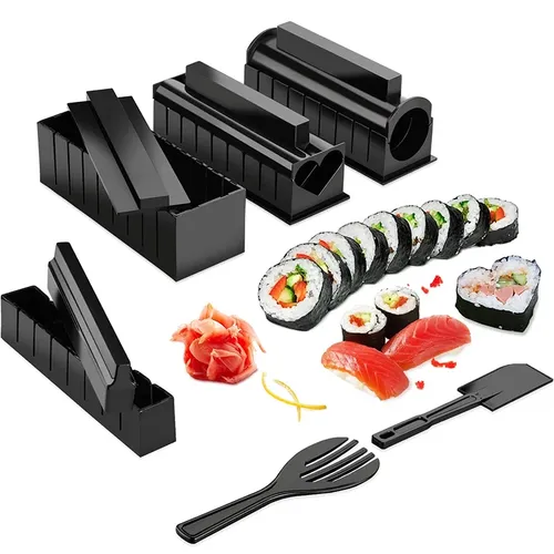 Lmetjma 10 pcs Sushi Maker Kit DIY Sushi Form presse mit Sushi Reis Roll Form Sushi Maker Reis Roll