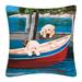 18" x 18" Puppies & Canoe Indoor/Outdoor Decorative Throw Pillow