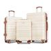 Spinner Suitcase Sets Expandable ABS 3pcs Luggage Sets (20''24''28''), Beige