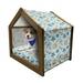 Nautical Pet House Marine Sea Striped Background with Anchor Wheel Starfish Seashell Outdoor & Indoor Portable Dog Kennel with Pillow and Cover 5 Sizes Blue and Apricot by Ambesonne