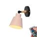 FSLiving Battery Operated Wall Sconces Wireless Macaron Pink Meta Wall Lamp Adjustable Angle Modern DesignE26 Base LED Nightstand Wall Light Fixture for Corner Loft Corrider Entrance - 1 Light