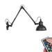 FSLiving Battery Operated Wall Sconces Wireless Black Metal Shade Wall Lamp Industrial Adjustable Angle Design E26 Base LED Nightstand Wall Light Fixture for Corner Loft Corrider Entrance - 1 Light