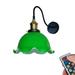 FSLiving Battery Operated Wall Sconces Wireless Green Glass Shade Wall Lamp Retro Design E26 Base LED Nightstand Wall Light Fixture for Corner Loft Corrider Entrance - 1 Light