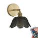 FSLiving Battery Operated Wall Sconces Copper Wireless Black Glass Shade Wall Lamp Retro Design E26 Base LED Nightstand Wall Light Fixture for Background Corner Loft Corrider Entrance - 1 Light