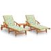 Aibecy Sun Loungers 2 pcs with Table and Cushions Solid Acacia Wood