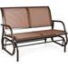 YhbSmt Swing Glider Chair 48 Inch with Spacious Space 2 People Swing Lounge Glider Chair Cozy Patio Bench Outdoor & Indoor for Patio Backyard Poolside Lawn Steel Rocking Garden Loveseat (Brown)