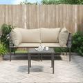 Aibecy 3 Piece Patio Set with Cushions Gray Poly Rattan