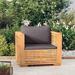 Aibecy Patio Sofa Chair with Dark Gray Cushions Solid Wood Teak