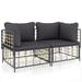 Aibecy Sectional Corner Sofas with Cushions 2 pcs Poly Rattan