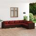 Aibecy 6 Piece Patio Set with Cushions Poly Rattan Brown