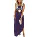 Summer Dress For Women Baseball Mom Gift Tshirt Dresses Graphic Printed Casual Maxi Dress Long Sundress Women s Casual Dress Purple M