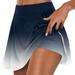 Midi Skirt Womens Casual Prints Tennis Golf Skirt Yoga Sport Active Skirt Shorts Skirt Blue