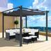 10 x 10 Ft Outdoor Patio Retractable Gazebo Canopy Cover Pergola with Weight Rods Canopy Sun Shelter for Gardens Terraces Backyard Gray