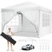 10 x 10 Pop up Canopy Straight Legs Instant Canopy for Outside Party Canopy with 4 Removable Sidewalls & Carrying Bag for Wedding Picnics Camping White