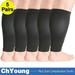 6XL(5Pack) Wide Calf Compression Sleeve Women Men Plus Size Leg Compression Sleeves Graduated Support for Circulation Recovery Shin Splints Leg Pain Relief Support Swelling Travel Black ChYoung