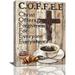 Christian Coffee Wall Art Coffee Bean Cross Pictures Wall Decor Rustic Kitchen Christ Coffee Painting Canvas Prints Inspirational Framed Modern Artwork Home Kitchen Dining Room Cafe Decor 12 x16