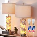 27.5 Modern Table Lamp for Living Room Set of 2 3 Way Dimmable Bedside Touch Lamp with USB Ports and Fairy Lights Coastal Table Lamps Nightstand Lamps for Bedroom (Bulb Included)