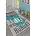 LaModaHome Area Rug Non-Slip - Grey Dinosaur Soft Machine Washable Bedroom Rugs Indoor Outdoor Bathroom Mat Kids Child Stain Resistant Living Room Kitchen Carpet 4.7 x 7.3 ft