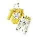 HOANSELAY 0-18M 3Pcs Baby Girl Fall Outfits Long Sleeve Elephant Print Romper + Bow Pants + Headband Set Outfit