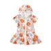 Qtinghua Toddler Baby Girls Swimsuit Cover Up Summer Floral Hooded Short Sleeve Beach Rash Guards Bathing Suit Orange 12-18 Months