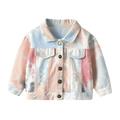 Godderr Girls Boys Outerwear Jackets for Toddler Kids 3M-6Y Baby Buttons Pockets Lapel Long Multi-color Sleeve Denim Jacket Casual Coat