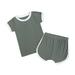 Summer Savings! Qiaocaity Two Piece Outfits Sets for Kids Toddler Baby Boys Girls Ribbed Short-sleeved Top Shorts Two-piece Set Army Green