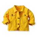 Godderr Girls Boys Denim Jacket for Kids Toddler Button Solid Color Lapel Jeans Jacket Top for 3M-6Y Outerwear Jackets