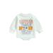 Jkerther Baby Halloween Romper Long Sleeve Crew Neck Ghost Letters Print Fall Bodysuit Halloween Clothes for Girls Boys