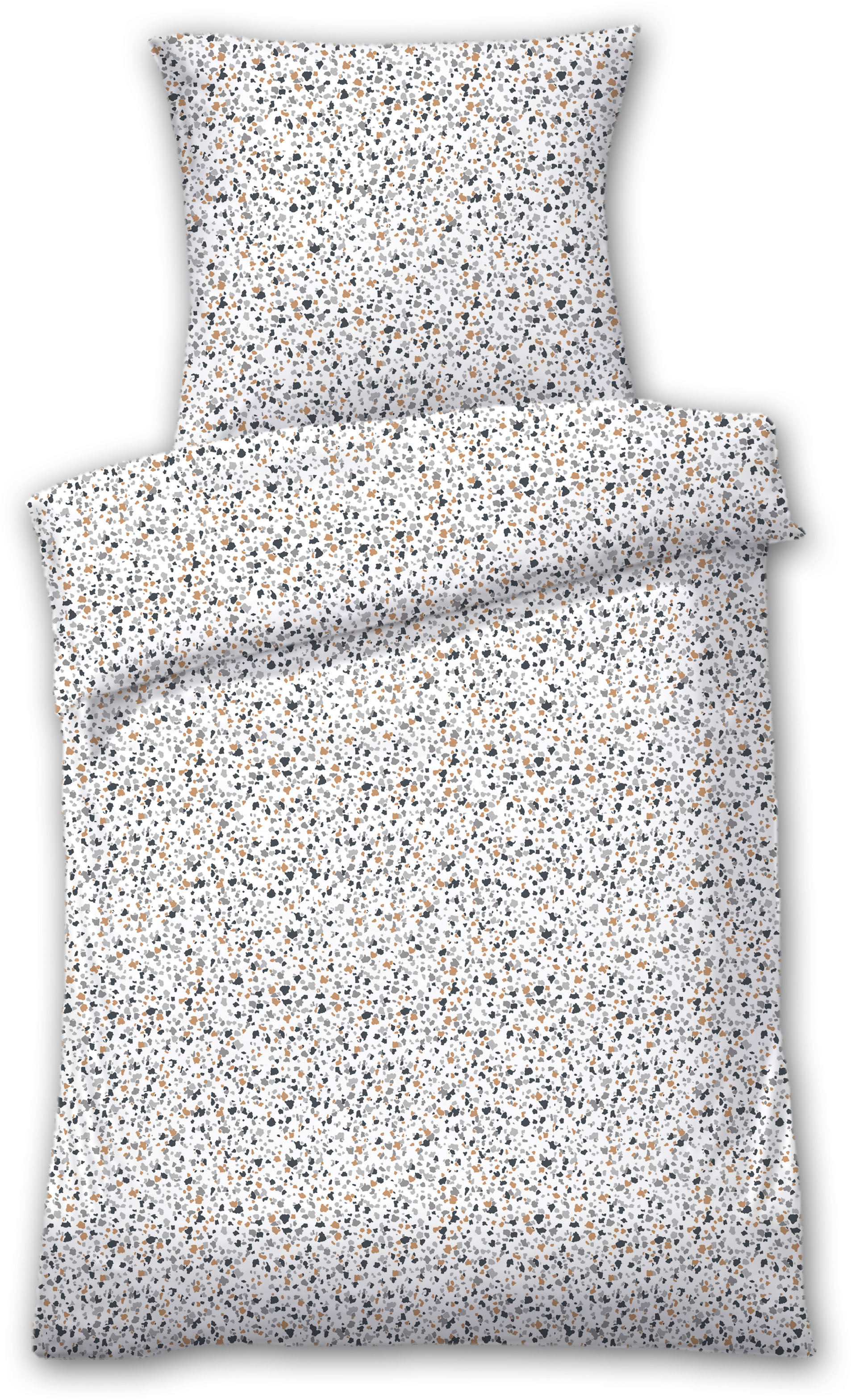 Bettwäsche DYCKHOFF "Ambra", silber (gold, silber), B/L: 155cm x 220cm, 1 Stk., 1 Stk., Frottee, B/L: 80cm x 80cm, 2 Stk., Frottee, Obermaterial: 75% Baumwolle, 25% Polyester, Bettwäsche, aus Weichfrottier Image