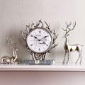 HEDMAI Table Clocks For Living Room,Modern Creative Silent Desktop Clock,Home Decoration Desk Clock,Battery Operated Classic Mantel Clocks,Silver