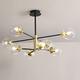 Chandelier Mid Century Modern Industrial E27 Sputnik Pendant Lighting Chandeliers Ceiling Light Fixture Black and Gold Light for Living Room,Kitchen,Bedroom,Dining Room (8 Lights, Transparent)