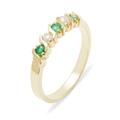 9ct Yellow Gold Genuine Natural Emerald & Cultured Pearl Womens Eternity Ring - Size L -Sizes J to Z Available