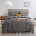 JELLYMONI Grey Duvet Cover Queen Size - 3PCS Microfiber Tufted Duvet Cover Set, Boho Striped Tufted Textured Duvet Cover with Corner Ties & Zipper Closure