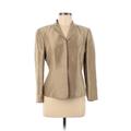 Ann Taylor Silk Blazer Jacket: Below Hip Tan Print Jackets & Outerwear - Women's Size 6