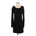 Ann Taylor LOFT Casual Dress - Sheath Scoop Neck Long sleeves: Black Print Dresses - Women's Size X-Small