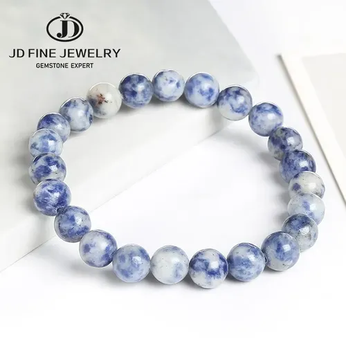JD Natürliche Blau Dot Stein Sodalith Perlen Armbänder Frauen Männer Energie Erz Perlen Balance