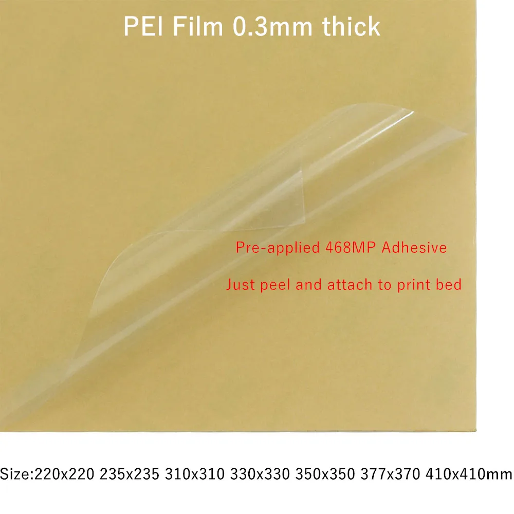 ENERGETIC ULTEM1000 PEI-Blatt für 3D-Drucker, Bauoberfläche mit 468 MP Klebeband, 0,3 mm dick, für Ender 3 CR10 QIDI 3D-Drucker Image