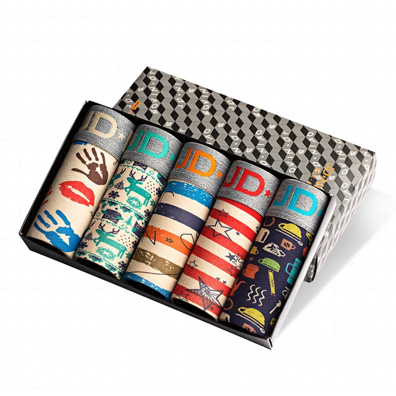 5 Teile/los Männer Unterwäsche Vogue Boy Boxer Herren Höschen Solide Shorts Unterhosen Sommer Männer 100% Baumwolle Atmungs Mittlere Taille Shorts Image