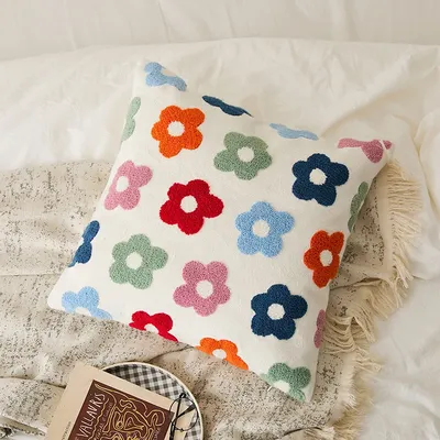 Floral Kissen Abdeckung 45x45cm Chic Daisy Löwenzahn Stickerei Hause Dekoration Kissen Abdeckung für Image