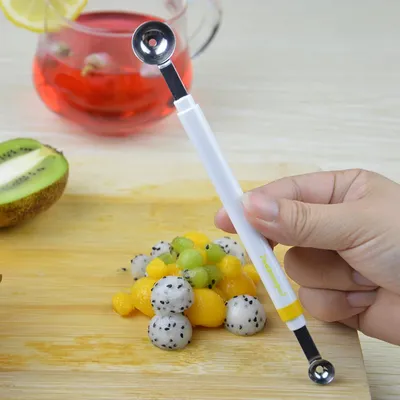 Mini Apple Ball Digger Melone Löffel Eis Dig Scoop Edelstahl Doppel-end Kochen Werkzeug Küche DIY