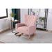 Modern Velvet Upholstered Rocking Chair High Backrest Accent Chair with Rubber Wood Legs for Livingroom