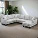 Modern U Shape Sectional Sofa, 7 Seat Fabric Sectional Sofa Set, 3 Piece Sectional Sofa with 3 Pillows for Living Room
